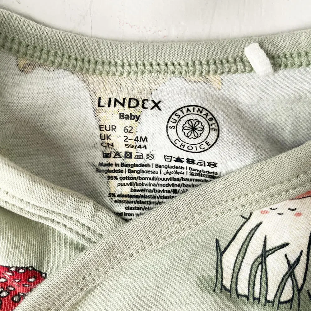Lindex Baby Long Sleeve Mushroom Print Bodysuit 2-4M - Picture 2 of 3